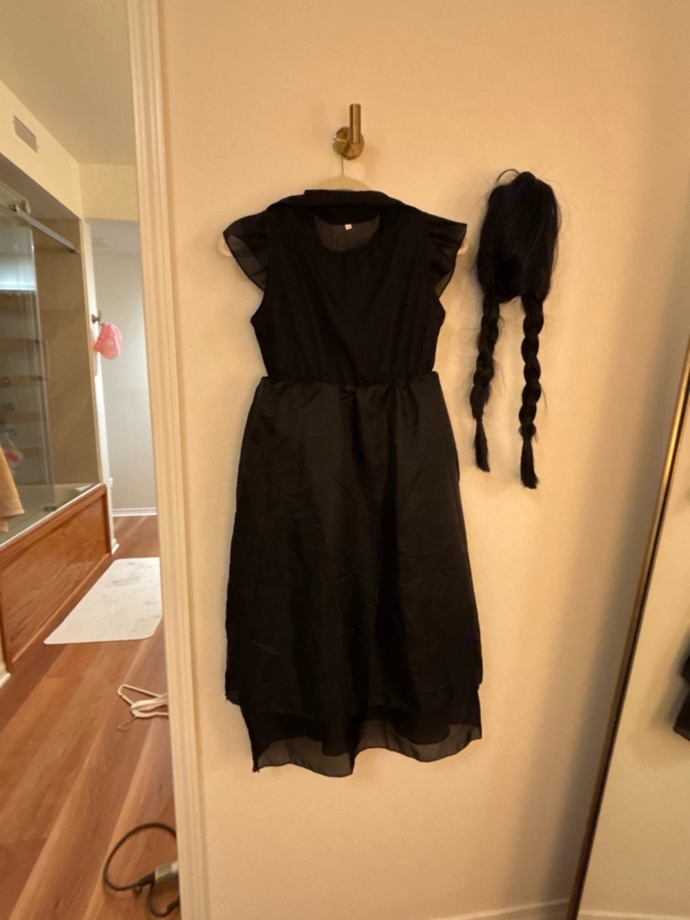 Classic Black Girls' Ruffle Sleeve Dress Wednesday Addams costume